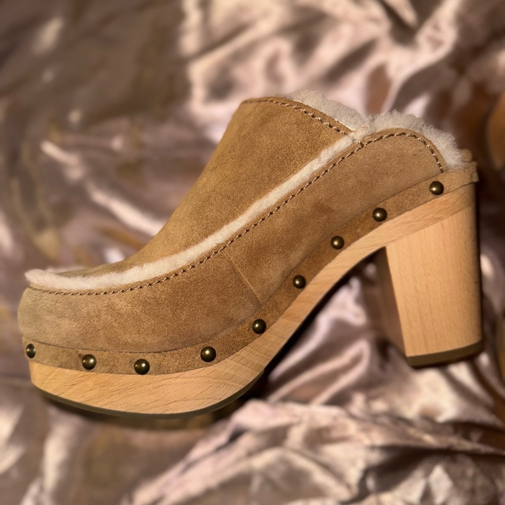 UGG Tan Shearling-Lined Mules